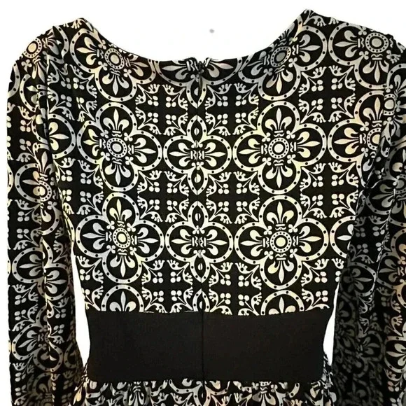 London Times dress women's size 4 knee length black and white print - Picture 7 of 13